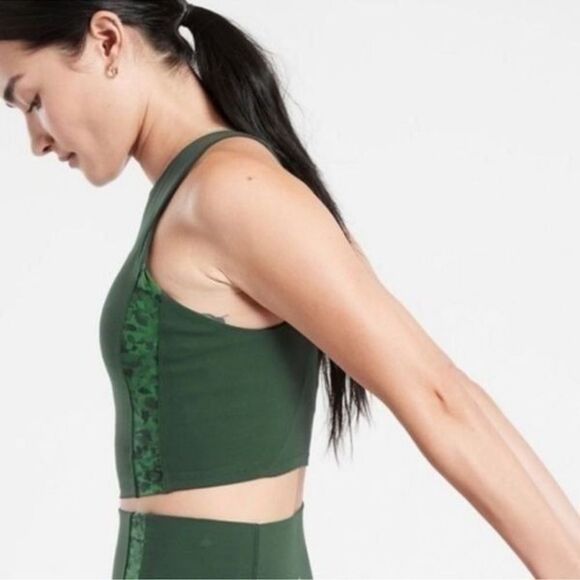 Athleta Conscious Crop Long Line Sports Bra Jade Green Camo Small - Picture 6 of 6